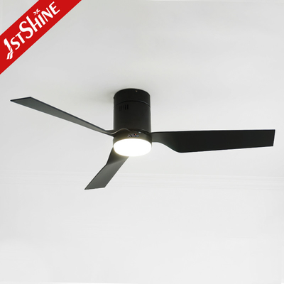 Low Profile 52 Inches Smart Led Ceiling Fan Flush Mount 3 Abs Blades With Speaker