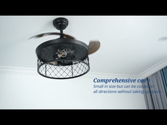 42 Inches Farmhouse Bedroom Invisible Ceiling Fan With Lights And Remote Control