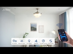 Ventilador de techo de cristal retráctil con motor de corriente continua de lujo ligero