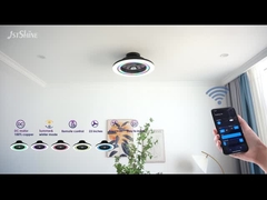 Ventilador sin cuchillas de dormitorio con luz RGB Smart APP negro moderno de pequeño tamaño multicolor