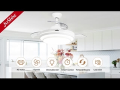 Ventilador de techo retráctil de dormitorio con luz de 3 colores luz LED apagable control remoto