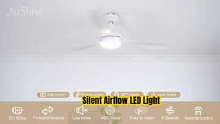 Luz LED de ventilador de techo blanco moderno de 52 pulgadas