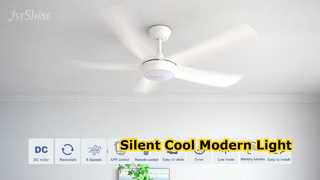 Moderno ventilador de techo blanco con luz LED silenciosa