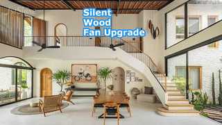 Ventilador de techo de madera negra de 52 pulgadas con motor silencioso de CC