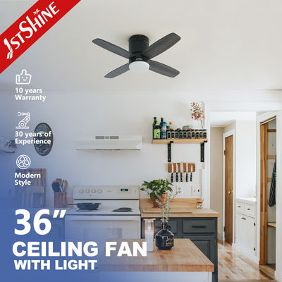 Calidad  36 Inch Modern Led Invisible Ceiling Fan Mini 4 Plywood Blades Low Profile Dimming Light Fábrica