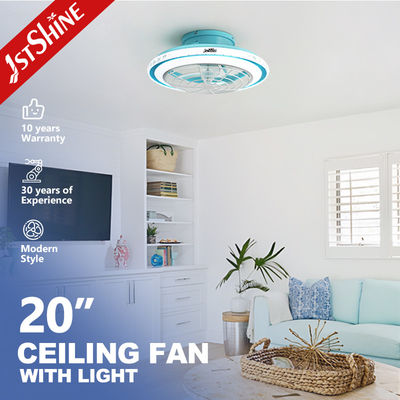 Calidad  Blue Modern 220V LED Ceiling Fan With Dimming LED Light And Remote Control Fábrica