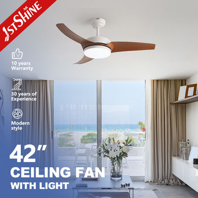 Buen precio Ventilador de techo moderno de 42 pulgadas con luz LED de 3 colores y cuchillas de grano de madera en línea