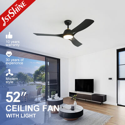 Buen precio Ventilador de techo LED moderno SAA de plástico negro de 52 pulgadas con motor DC y soporte para dispositivos inteligentes en línea