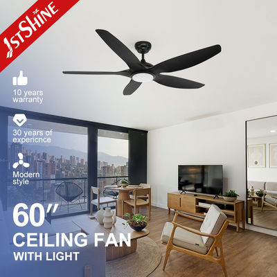 Buen precio Ventilador de techo moderno negro con luz LED 5 ABS en línea