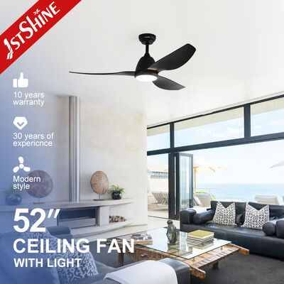 Calidad Ventilador de techo moderno negro mate de 52 pulgadas con luz LED y motor DC silencioso Fábrica