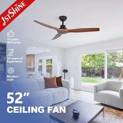 Calidad 1stshine ventilador de techo de madera maciza de 52 pulgadas con motor DC silencioso y cuchillas talladas a mano para la vida moderna Fábrica